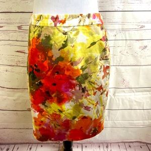 J. Crew spring floral the pencil skirt size 4